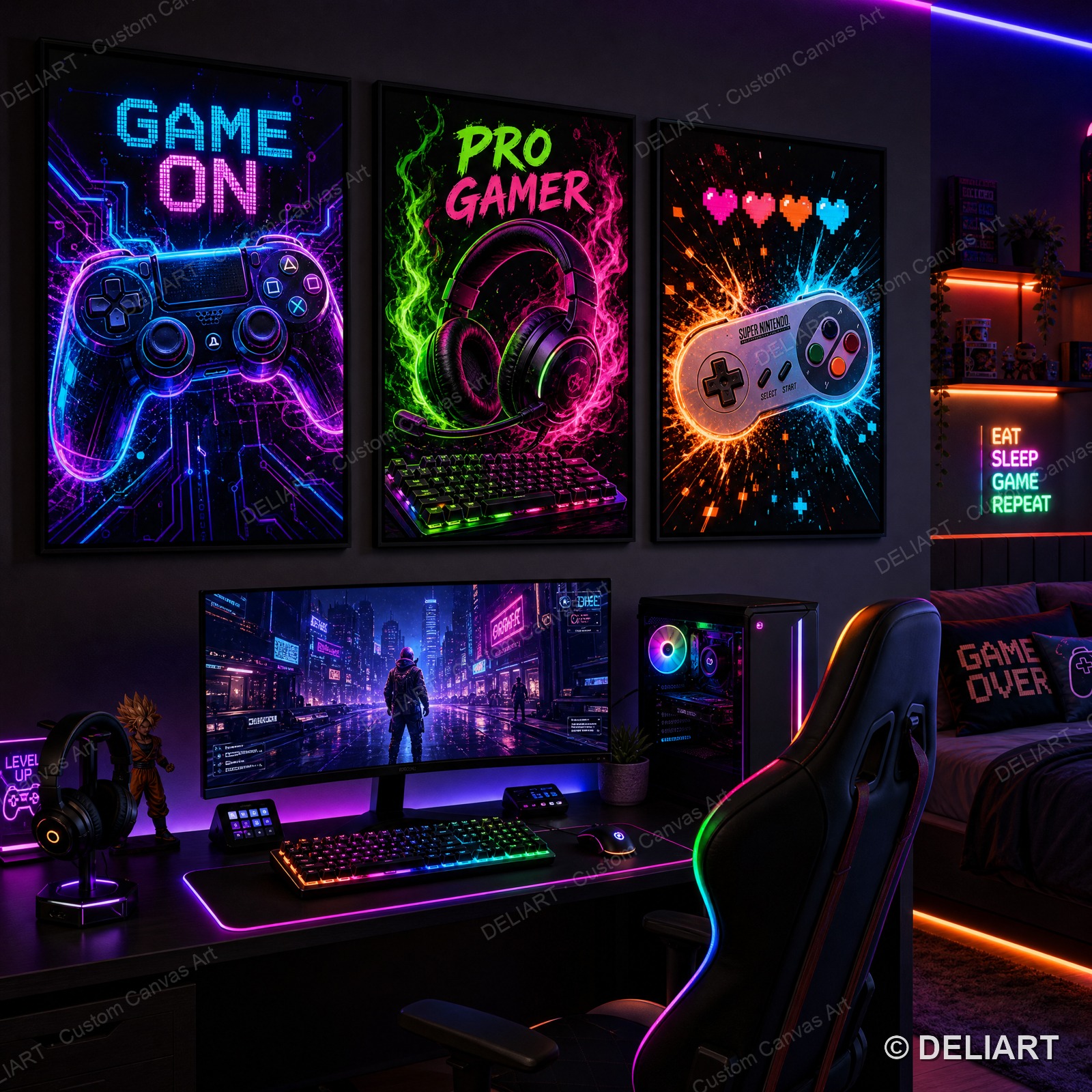 Esports Gaming Pcs - 1 & 3 PCS Set Neon