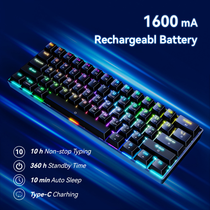 Esports Gaming Uk - Bluetooth Three-Mode Mechanical Keyboard61Key RGB Luminous