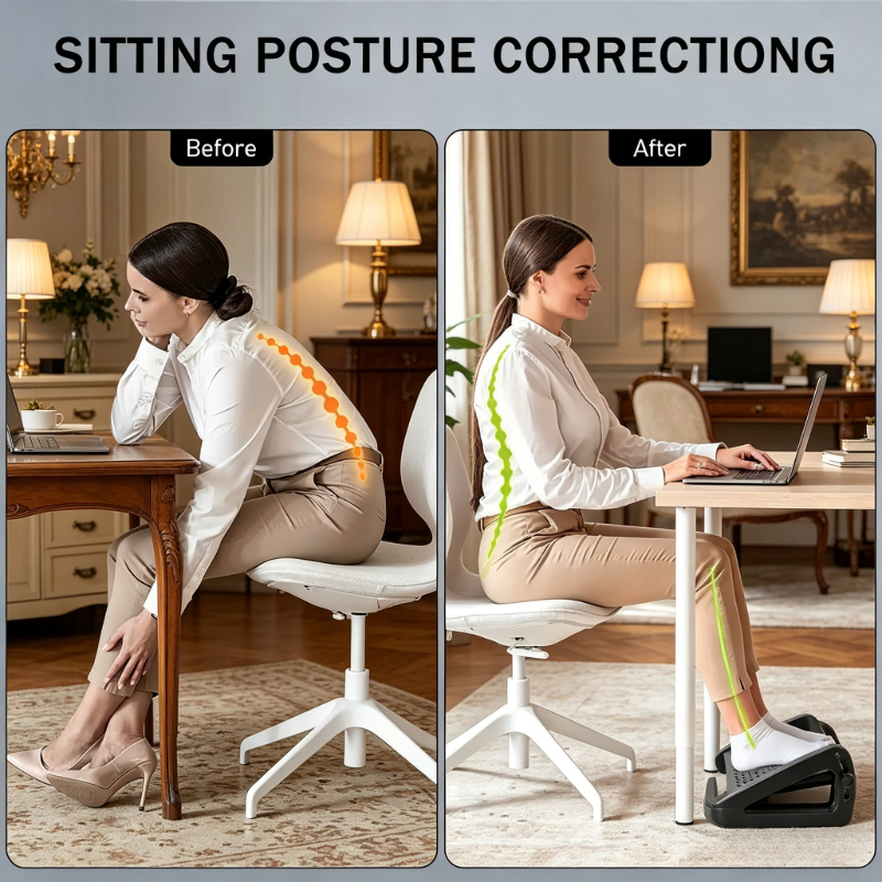 Footrest Under Desk - White Triangle Adjustable Foot Rest, Ergonomic