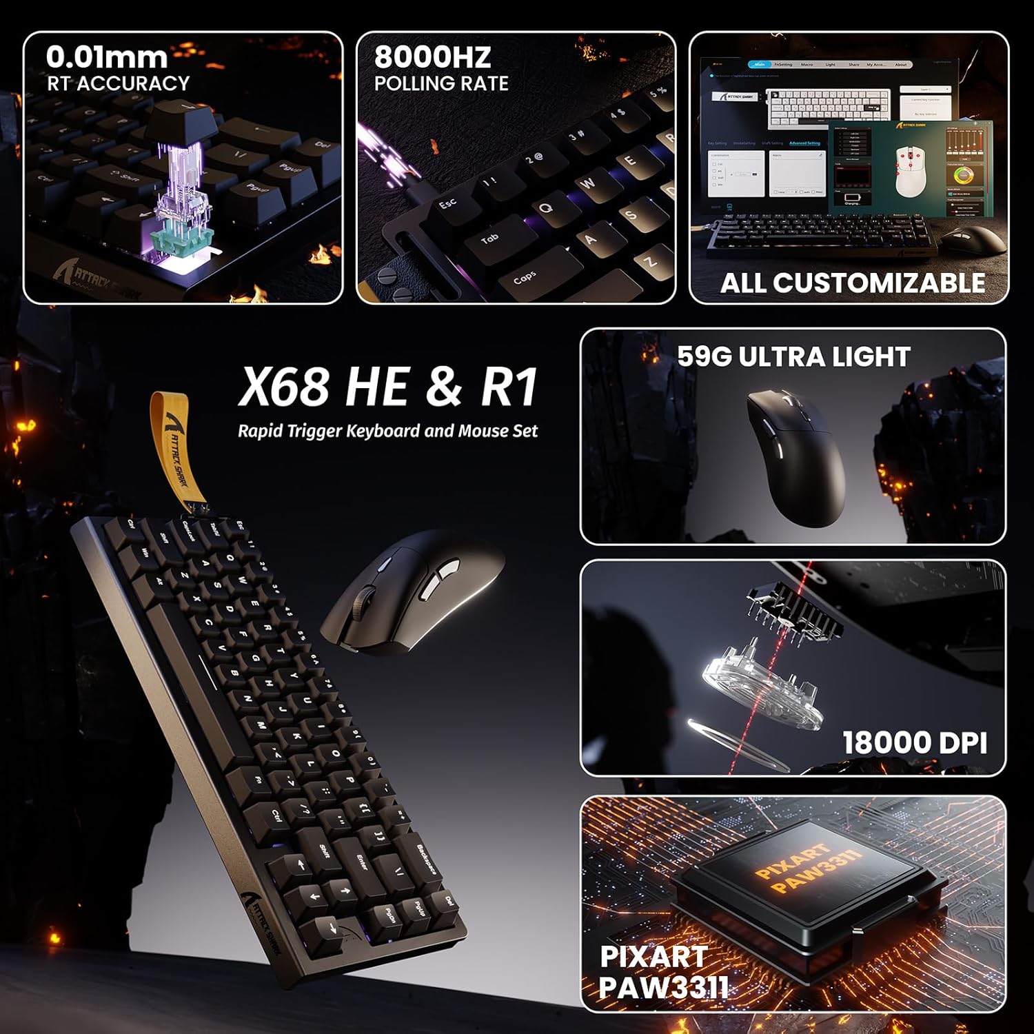ATTACK SHARK X68 HE Magnetic K - Esports Gaming Uk reseña y precio