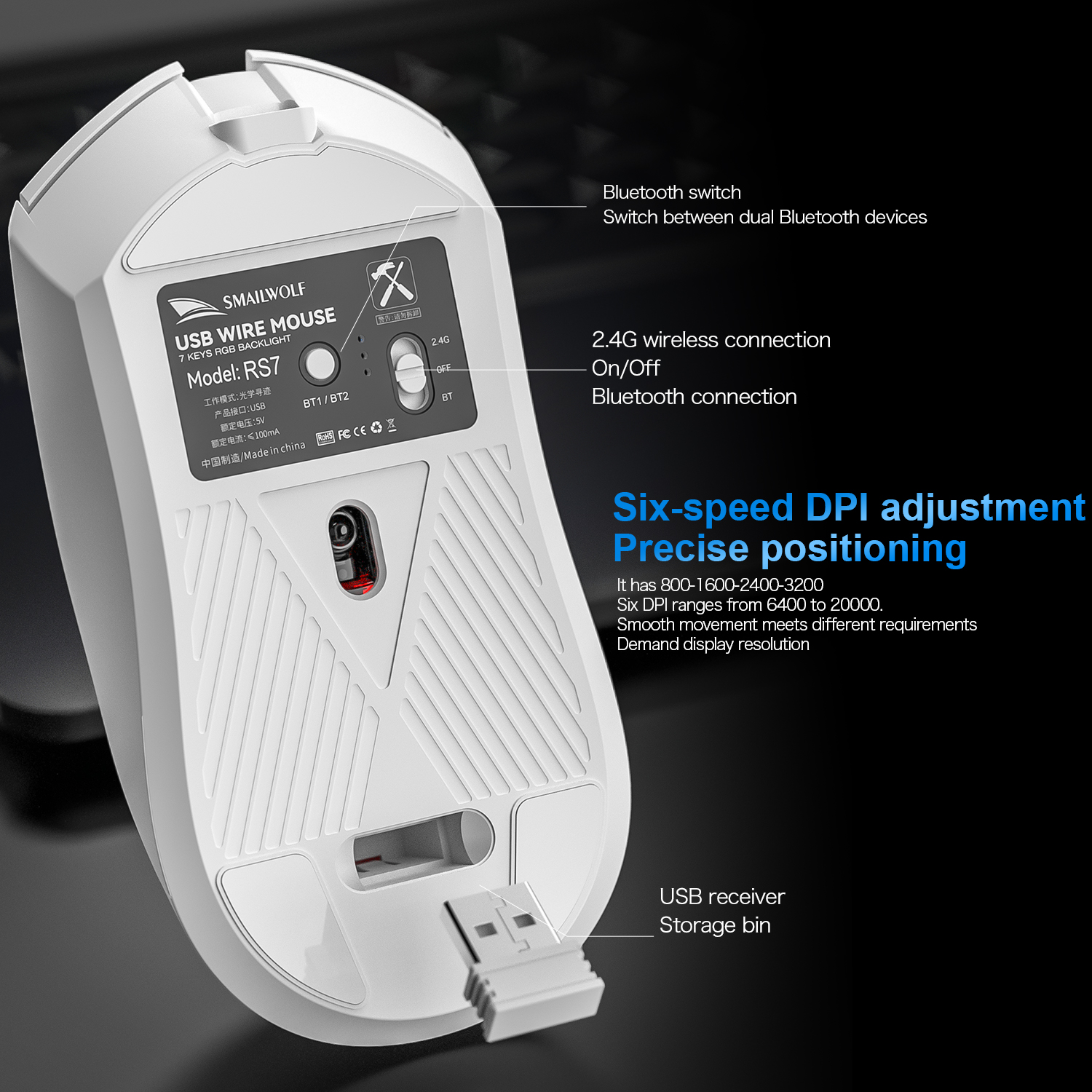 SMAILWOLF RS7 Bluetooth wirele - Esports Gaming Mouse Wireless reseña y precio