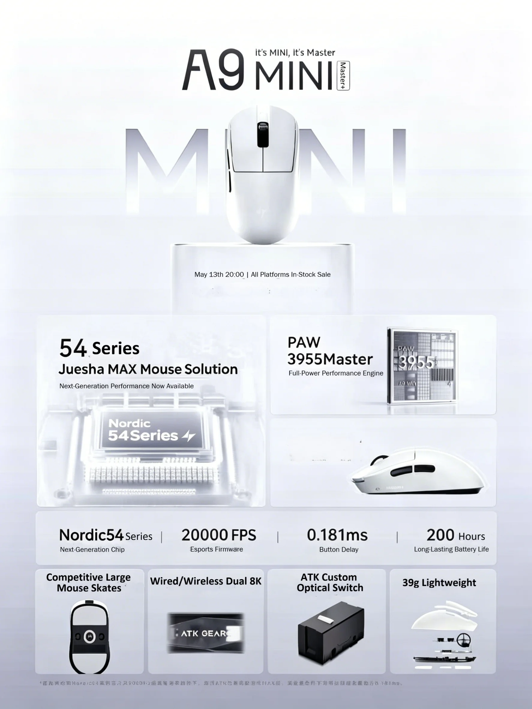 ATK A9 Mini Master Plus PAW395 - Esports Gaming Mouse Wireless reseña y precio
